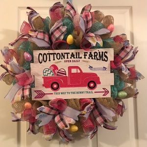 Homemade Pink Truck Easter Wreath
